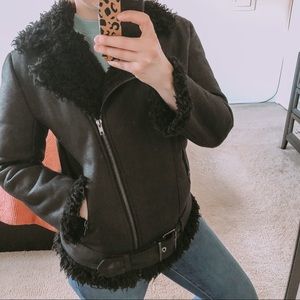 BB Dakota faux leather Moto jacket fur Medium